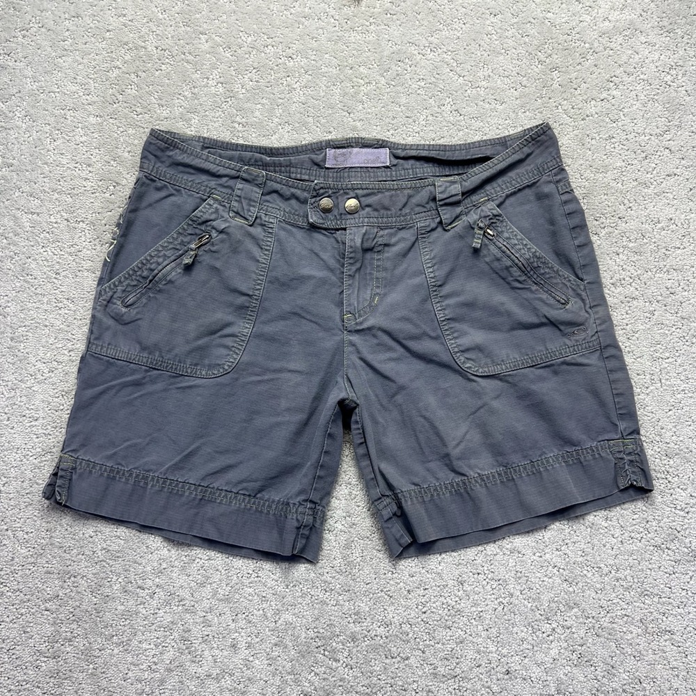 O'Neill Shorts Womens Size 11 Gray Floral Graphic Cotton Cargo Style Utility Y2K